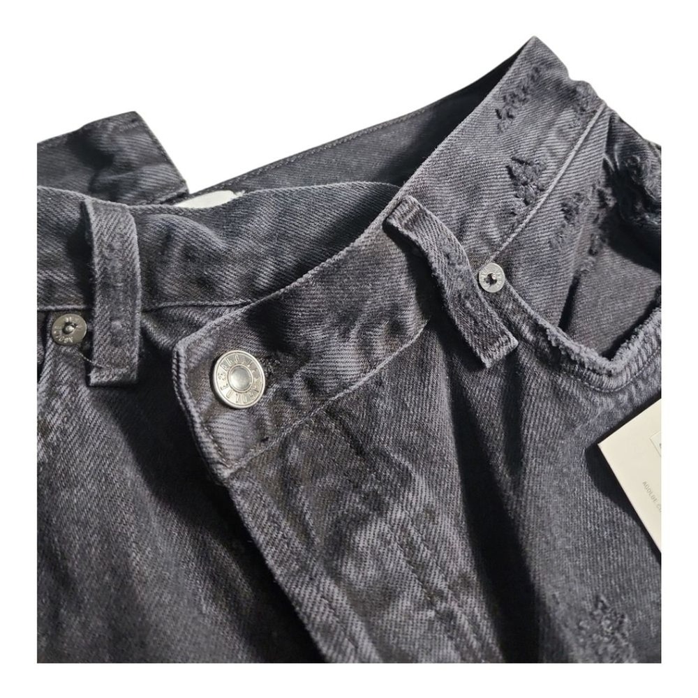 Agolde Criss Cross Straight Jeans Womens 24 Black Distressed Ripped Edgy Denim - Picture 12 of 12